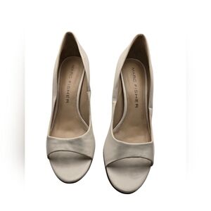 Marc Fisher Cream Peep-Toe Heels with Medium Heel
